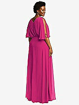 Rear View Thumbnail - Think Pink V-Neck Split Sleeve Blouson Bodice Maxi Dress