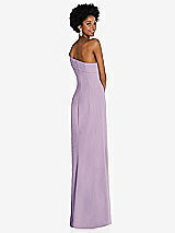 Rear View Thumbnail - Pale Purple Asymmetrical Off-the-Shoulder Cuff Trumpet Gown With Front Slit