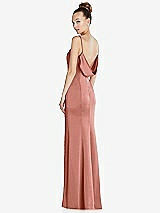 Side View Thumbnail - Desert Rose Draped Cowl-Back Princess Line Dress with Front Slit