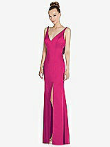 Alt View 1 Thumbnail - Think Pink Draped Cowl-Back Princess Line Dress with Front Slit