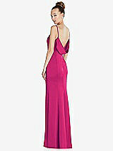 Side View Thumbnail - Think Pink Draped Cowl-Back Princess Line Dress with Front Slit
