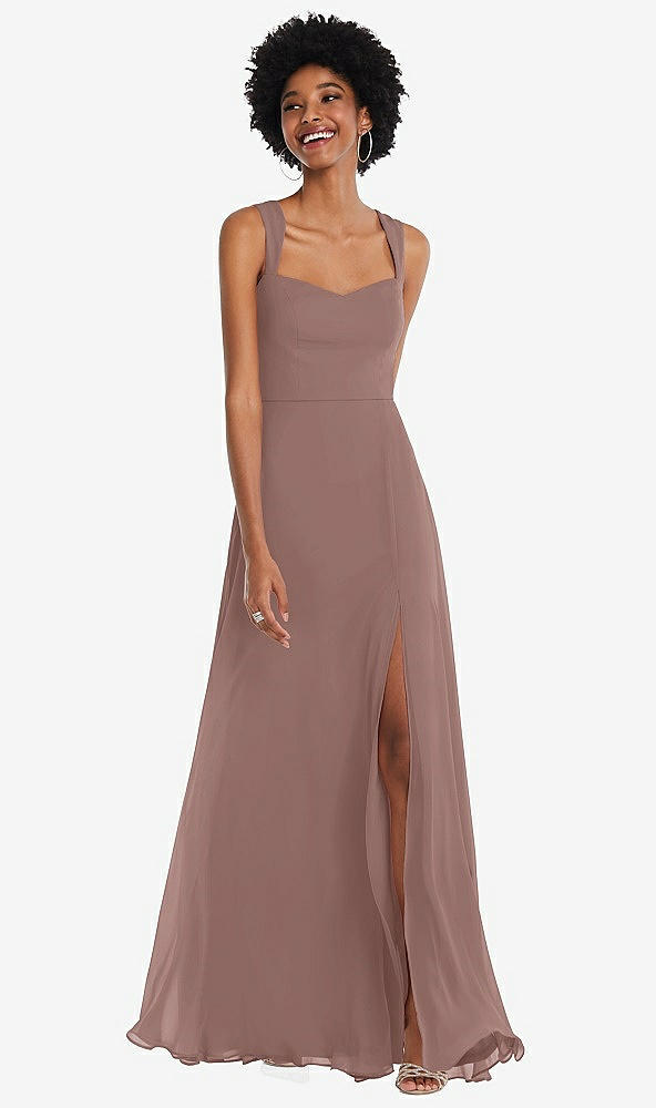 Front View - Sienna Contoured Wide Strap Sweetheart Maxi Dress