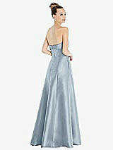 Rear View Thumbnail - Mist Bow Cuff Strapless Satin Ball Gown with Pockets