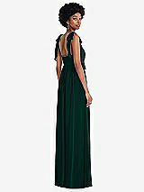 Rear View Thumbnail - Evergreen Convertible Tie-Shoulder Empire Waist Maxi Dress