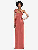 Alt View 2 Thumbnail - Coral Pink Convertible Tie-Shoulder Empire Waist Maxi Dress