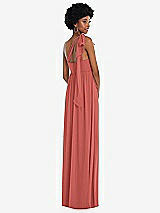 Alt View 3 Thumbnail - Coral Pink Convertible Tie-Shoulder Empire Waist Maxi Dress