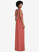 Rear View Thumbnail - Coral Pink Convertible Tie-Shoulder Empire Waist Maxi Dress