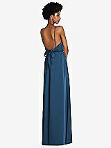 Rear View Thumbnail - Dusk Blue Low Tie-Back Maxi Dress with Adjustable Skinny Straps