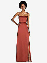 Front View Thumbnail - Amber Sunset Low Tie-Back Maxi Dress with Adjustable Skinny Straps