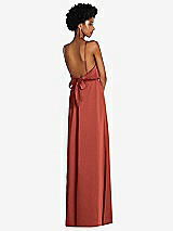 Rear View Thumbnail - Amber Sunset Low Tie-Back Maxi Dress with Adjustable Skinny Straps
