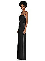 Side View Thumbnail - Black Low Tie-Back Maxi Dress with Adjustable Skinny Straps