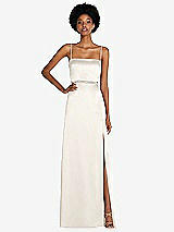 Front View Thumbnail - Ivory Low Tie-Back Maxi Dress with Adjustable Skinny Straps