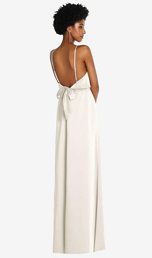 Back View - Ivory Low Tie-Back Maxi Dress with Adjustable Skinny Straps