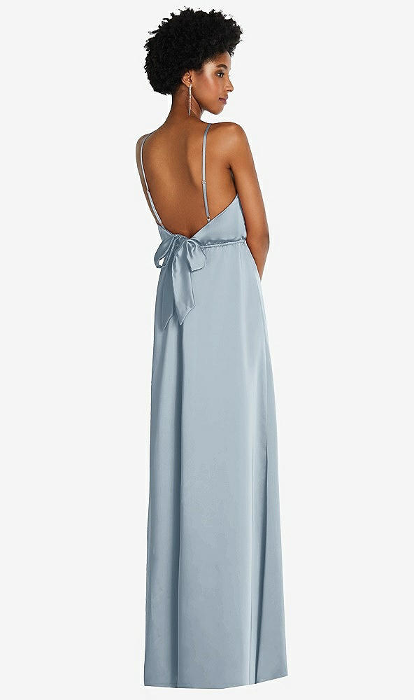 Back View - Mist Low Tie-Back Maxi Dress with Adjustable Skinny Straps