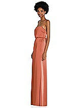 Side View Thumbnail - Terracotta Copper Low Tie-Back Maxi Dress with Adjustable Skinny Straps