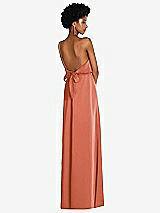 Rear View Thumbnail - Terracotta Copper Low Tie-Back Maxi Dress with Adjustable Skinny Straps