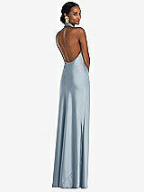 Rear View Thumbnail - Mist Scarf Tie Stand Collar Maxi Dress with Front Slit