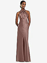 Front View Thumbnail - Sienna Scarf Tie Stand Collar Maxi Dress with Front Slit