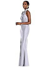 Side View Thumbnail - Silver Dove Scarf Tie Stand Collar Maxi Dress with Front Slit
