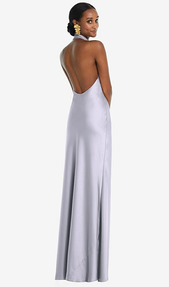 Back View - Silver Dove Scarf Tie Stand Collar Maxi Dress with Front Slit