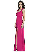 Side View Thumbnail - Think Pink Flat Tie-Shoulder Empire Waist Maxi Dress with Front Slit