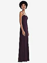 Side View Thumbnail - Aubergine Scoop Neck Convertible Tie-Strap Maxi Dress with Front Slit