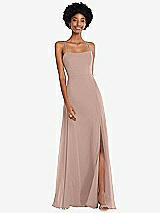 Front View Thumbnail - Bliss Scoop Neck Convertible Tie-Strap Maxi Dress with Front Slit