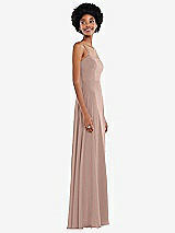 Side View Thumbnail - Bliss Scoop Neck Convertible Tie-Strap Maxi Dress with Front Slit