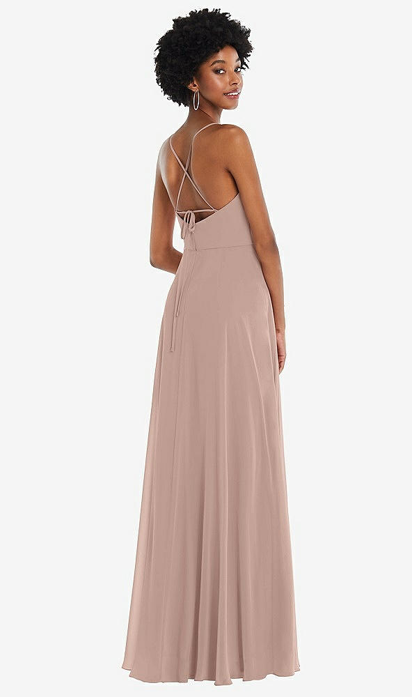 Back View - Bliss Scoop Neck Convertible Tie-Strap Maxi Dress with Front Slit