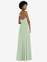 Rear View Thumbnail - Celadon Scoop Neck Convertible Tie-Strap Maxi Dress with Front Slit