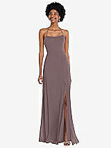 Alt View 1 Thumbnail - French Truffle Scoop Neck Convertible Tie-Strap Maxi Dress with Front Slit