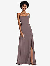 Front View Thumbnail - French Truffle Scoop Neck Convertible Tie-Strap Maxi Dress with Front Slit