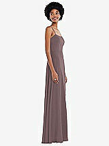Side View Thumbnail - French Truffle Scoop Neck Convertible Tie-Strap Maxi Dress with Front Slit