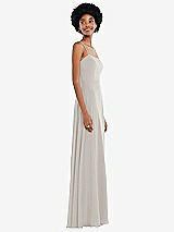 Side View Thumbnail - Oyster Scoop Neck Convertible Tie-Strap Maxi Dress with Front Slit