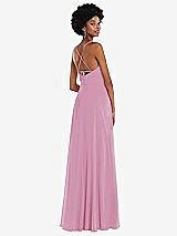 Rear View Thumbnail - Powder Pink Scoop Neck Convertible Tie-Strap Maxi Dress with Front Slit