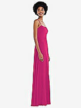 Side View Thumbnail - Think Pink Scoop Neck Convertible Tie-Strap Maxi Dress with Front Slit