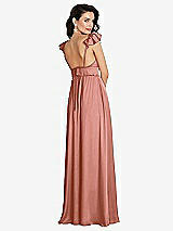 Rear View Thumbnail - Desert Rose Deep V-Neck Ruffle Cap Sleeve Maxi Dress with Convertible Straps