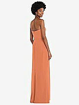 Rear View Thumbnail - Sweet Melon Strapless Sweetheart Maxi Dress with Pleated Front Slit 