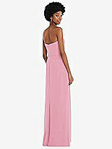 Rear View Thumbnail - Peony Pink Strapless Sweetheart Maxi Dress with Pleated Front Slit 