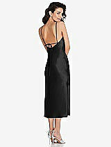 Rear View Thumbnail - Black Open-Back Convertible Strap Midi Bias Slip Dress