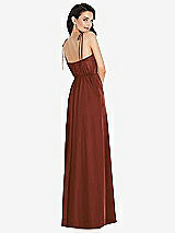 Rear View Thumbnail - Auburn Moon Skinny Tie-Shoulder Satin Maxi Dress with Front Slit