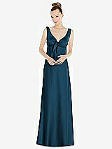 Alt View 1 Thumbnail - Atlantic Blue Convertible Strap Empire Waist Satin Maxi Dress