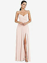 Front View Thumbnail - Blush Adjustable Strap Wrap Bodice Maxi Dress with Front Slit 