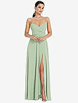 Front View Thumbnail - Celadon Adjustable Strap Wrap Bodice Maxi Dress with Front Slit 
