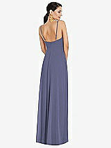 Rear View Thumbnail - French Blue Adjustable Strap Wrap Bodice Maxi Dress with Front Slit 