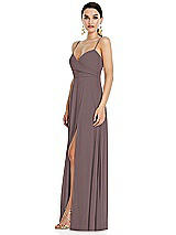 Side View Thumbnail - French Truffle Adjustable Strap Wrap Bodice Maxi Dress with Front Slit 