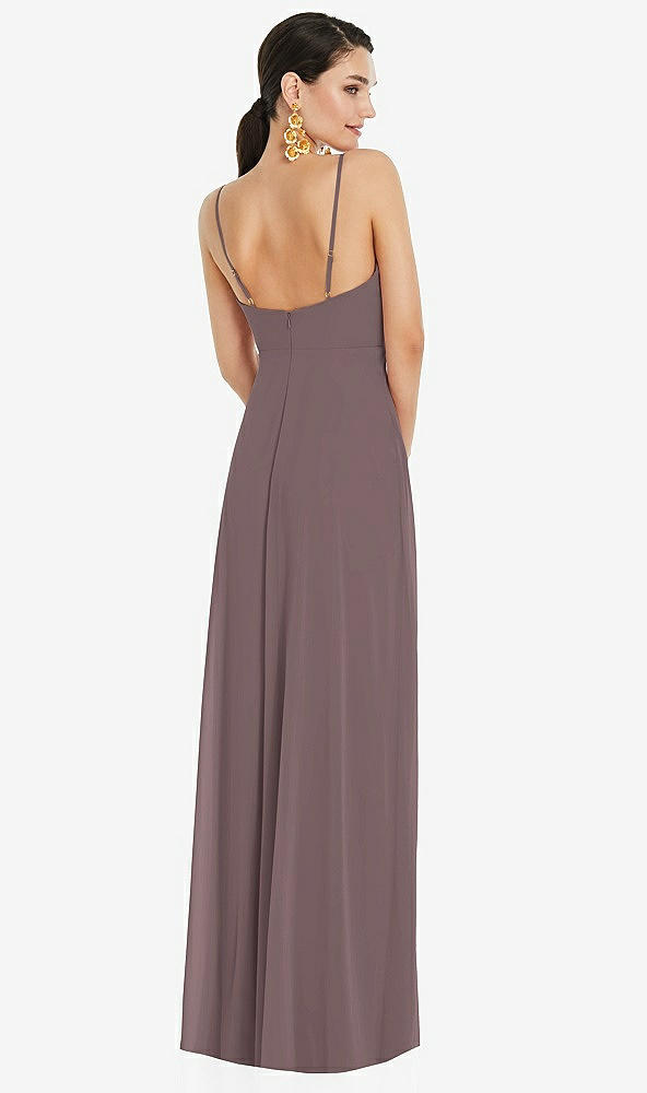 Back View - French Truffle Adjustable Strap Wrap Bodice Maxi Dress with Front Slit 