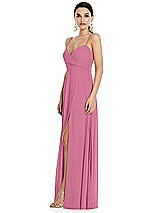Side View Thumbnail - Orchid Pink Adjustable Strap Wrap Bodice Maxi Dress with Front Slit 