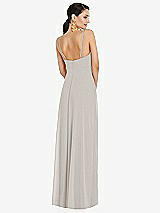 Rear View Thumbnail - Oyster Adjustable Strap Wrap Bodice Maxi Dress with Front Slit 