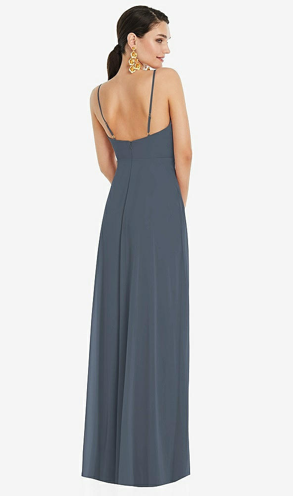 Back View - Silverstone Adjustable Strap Wrap Bodice Maxi Dress with Front Slit 